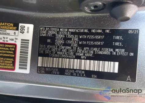 2021 Toyota Sienna Le from USA, damaged, VIN 5TDKRKEC2MS044839
